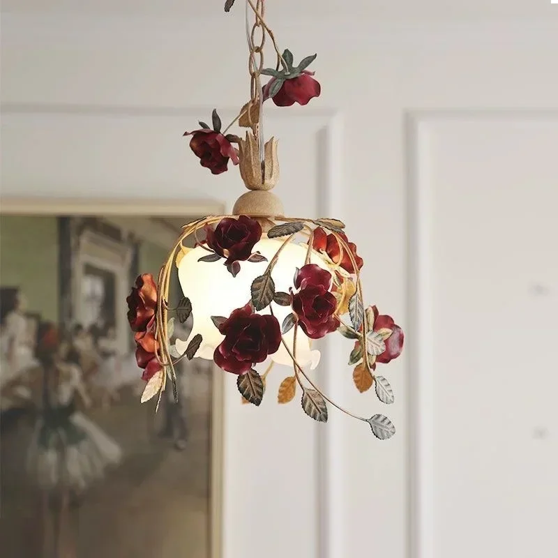 

American Garden Rose Chandelier Restaurant Creative Flower Lamp Girl Princess Room Romantic Bedroom Balcony Chandelier