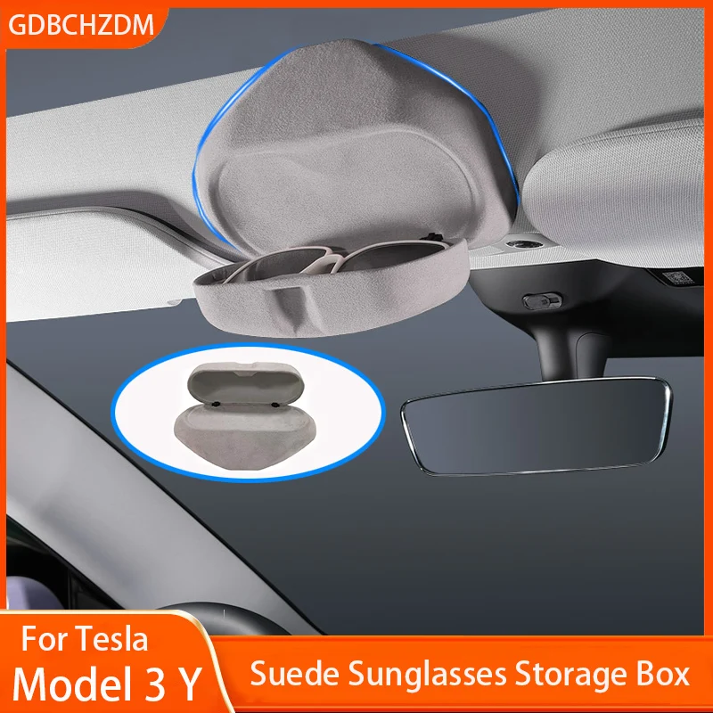

Suede Sunglasses Case For Tesla Model 3+ Highland 2024 Glasses Holder Protective Storage Box Organizer New Model3 Accessories