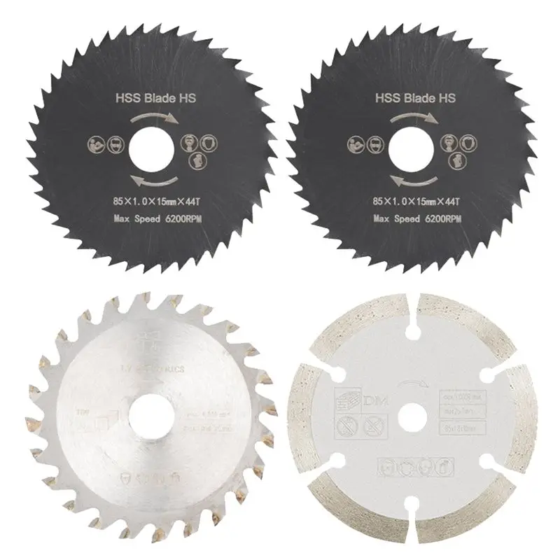 【newa64z！】ダイヤモンドカッティング用円形鋸刃-4個入り-85mm-ダイヤモンド鋸刃、金属・アルミニウム切断用、hss-tct切断工具