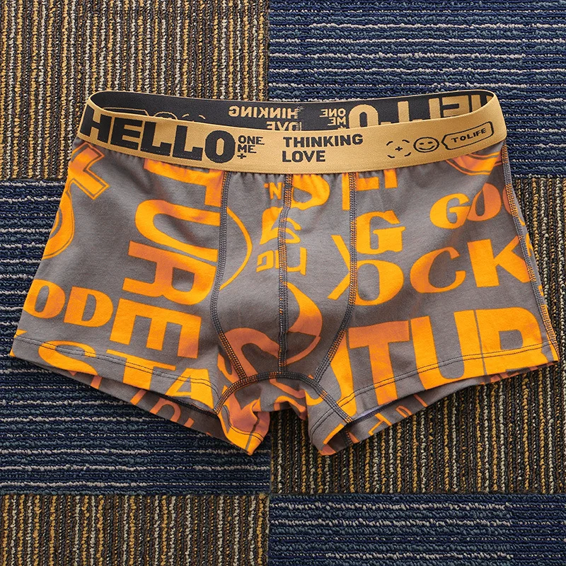 Men\'s New Underwear Boxer Shorts Teenage Printing Underwear Boxer Shorts Student Underwear Shorts Boxer Shorts Mid-Waisted