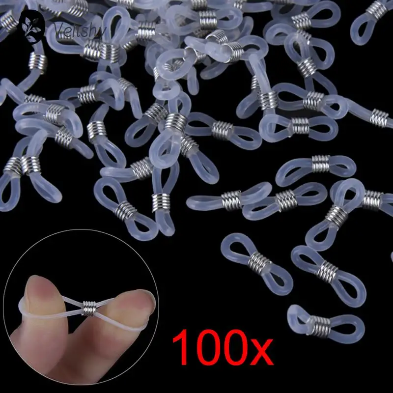 

100PCS Plastic Silicone Glasses Chain Connection Glasses Chain Antiskid Rubber Ring Strap Extension Spring DIY Eyeglasses Rope