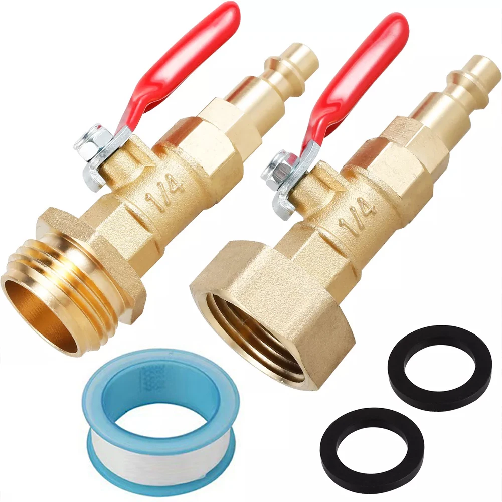 1/4inch RV Winterize Blowout Adapter Kit Efficient Blowout Process Brass Color Flexible Brass Quick Connector