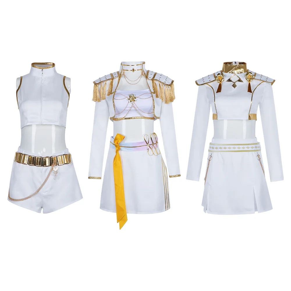K-POP Witch Hunt Cosplay Costume, Zoe Mira Rumi Cosplay Stage Performance Costume, White Songwriting Costume