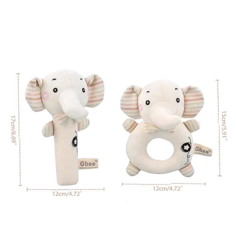 1 Set Animal Shaped Toy Rattle for Doll Accessories Early Educational Bed/Sofa Accompany Supplies Cotton Made