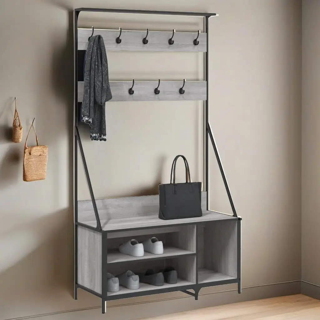 Grey Sonoma Clothes Rack with Shoe Storage - 100x41x184 cm, Stylish and Versatile Organizer for Home