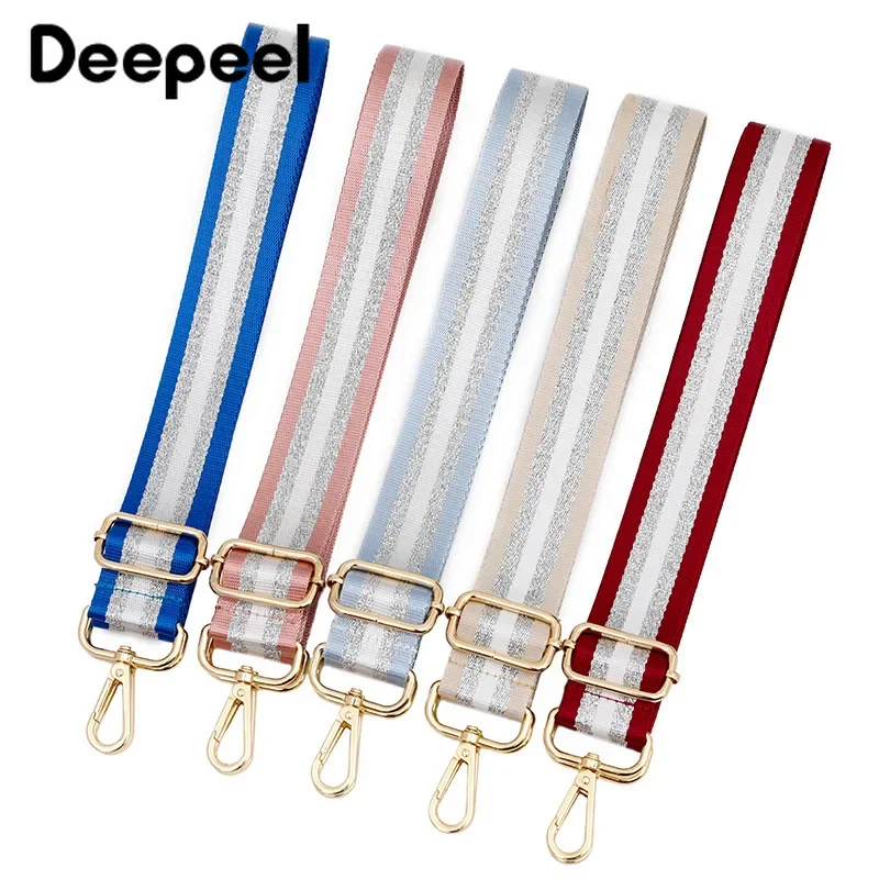 Deepeel 3.8cm Women Bags Strap Color Silver Silk 80~130cm Adjustable Straps One-Shoulder Crossbody Replacement Bag Accessories