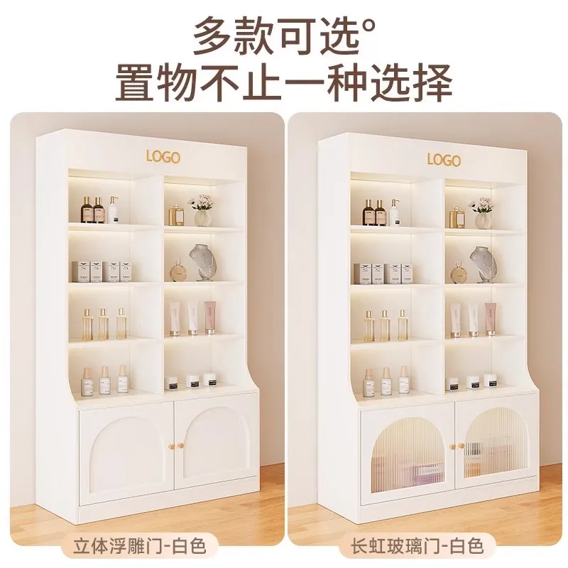 خزانة عرض لصالونات التجميل ومستحضرات التجميل وخزانة عرض فنية للأظافر وباب زجاجي ورف منتج العناية بالبشرة ورف متعدد الطبقات #4