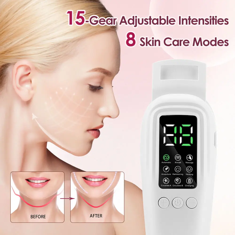 อุปกรณ์ความงามไฟฟ้า V Face Lifting การสั่นสะเทือนความร้อนเครื่องนวดกระชับผิว