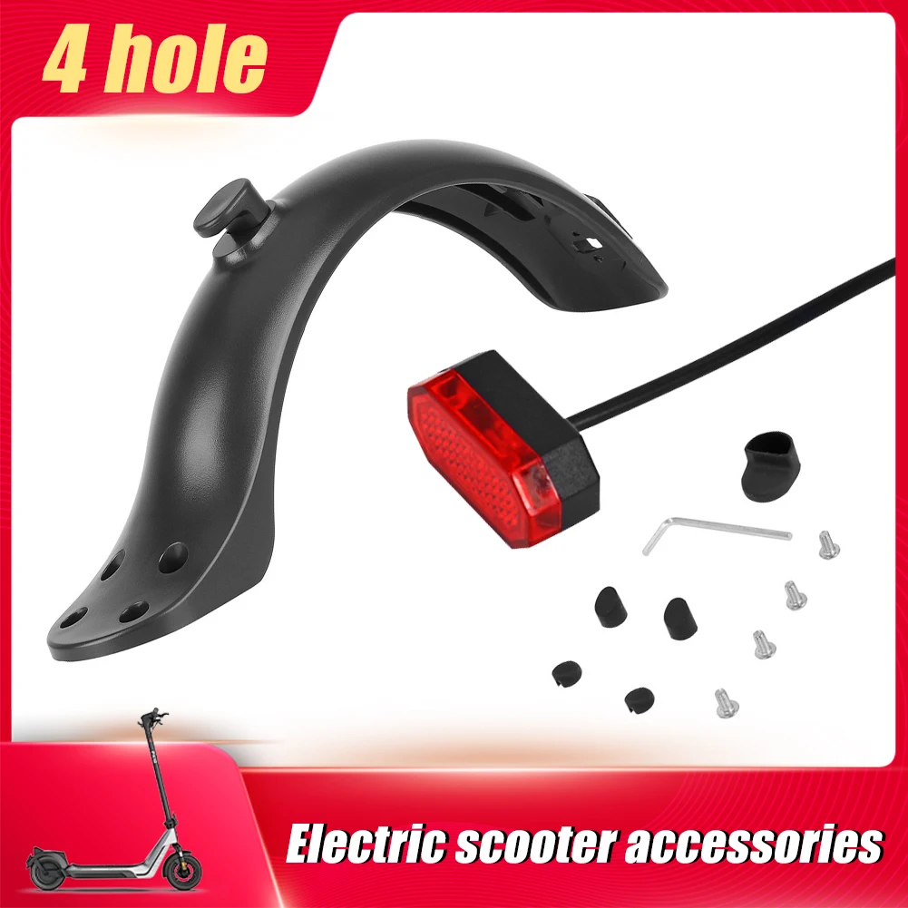 

Electric Scooter Rear Fender Mudguard with Taillight Set 4 Hole Replacement Fender Light Mudguard Electric Scooter Accessories