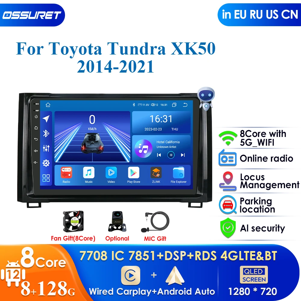 

4G 9'' AI Intelligent Systems Wireless CarPlay Android Auto Radio for Toyota Tundra XK50 2014 Car Multimedia GPS 2din Autoradio