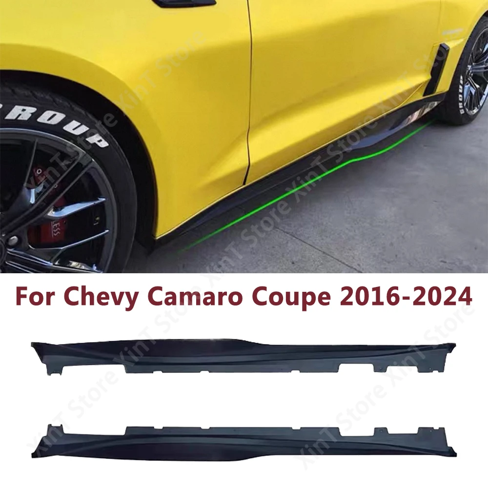 Faldones laterales estilo ZL1 para Chevy Camaro Coupé Convertible LT LS SS RS 2016-2024, paneles de balancín, alerón con apariencia de carbono, negro brillante