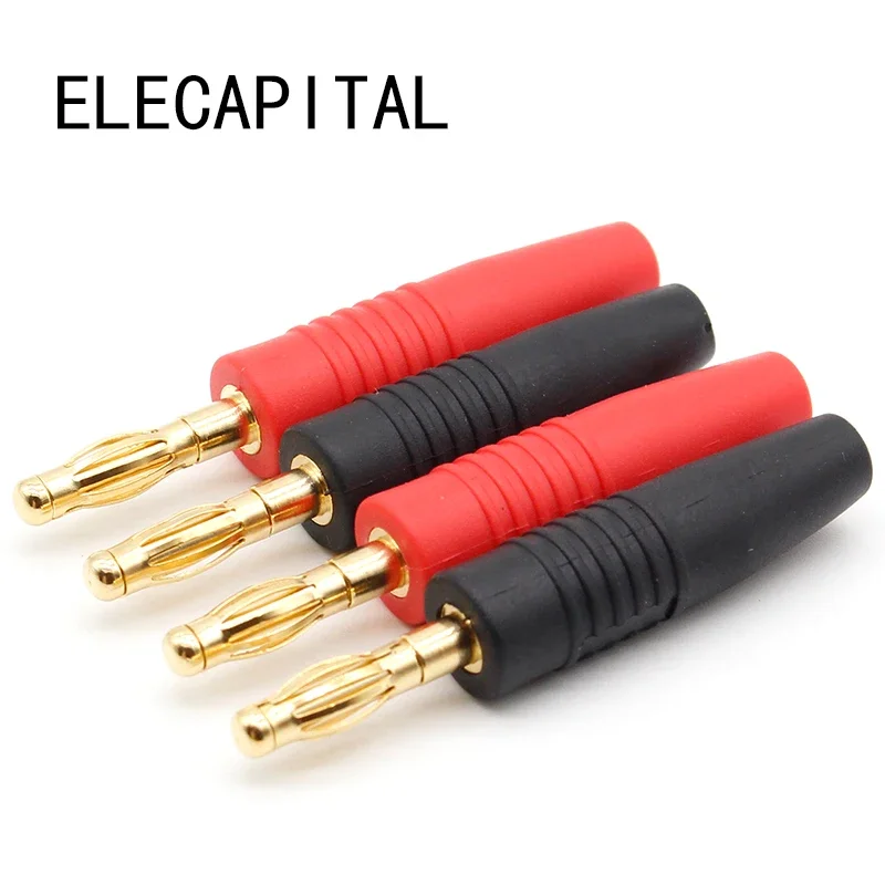 4pcs New 4mm Plugs Gold Plated Musical Speaker Cable Wire Pin Banana Plug Connectors