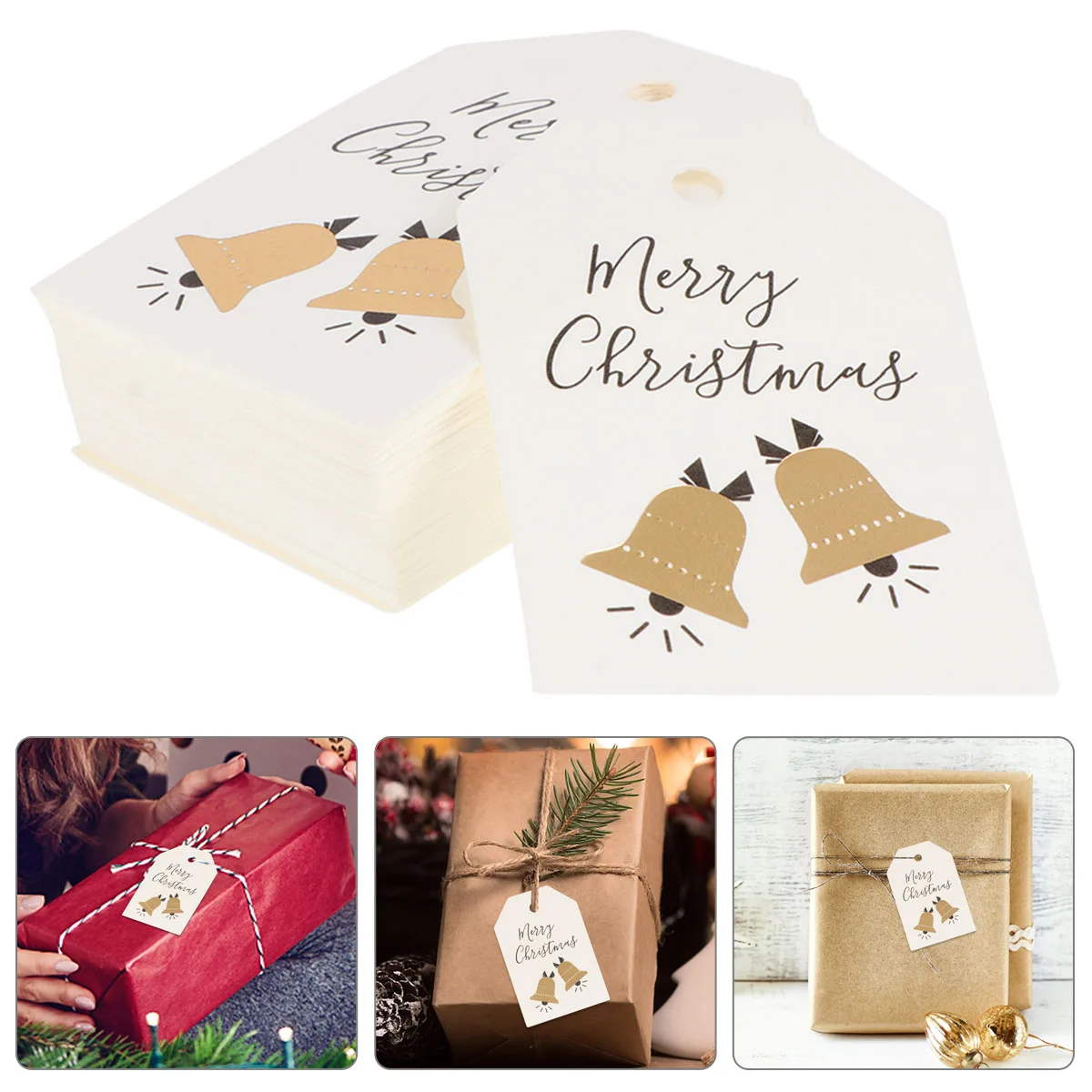 

100 Pcs Christmas Bookmarks Cardstock Merry Tags Labels for Gifts Decorations Festive Atmosphere Versatile Styles Durable Use