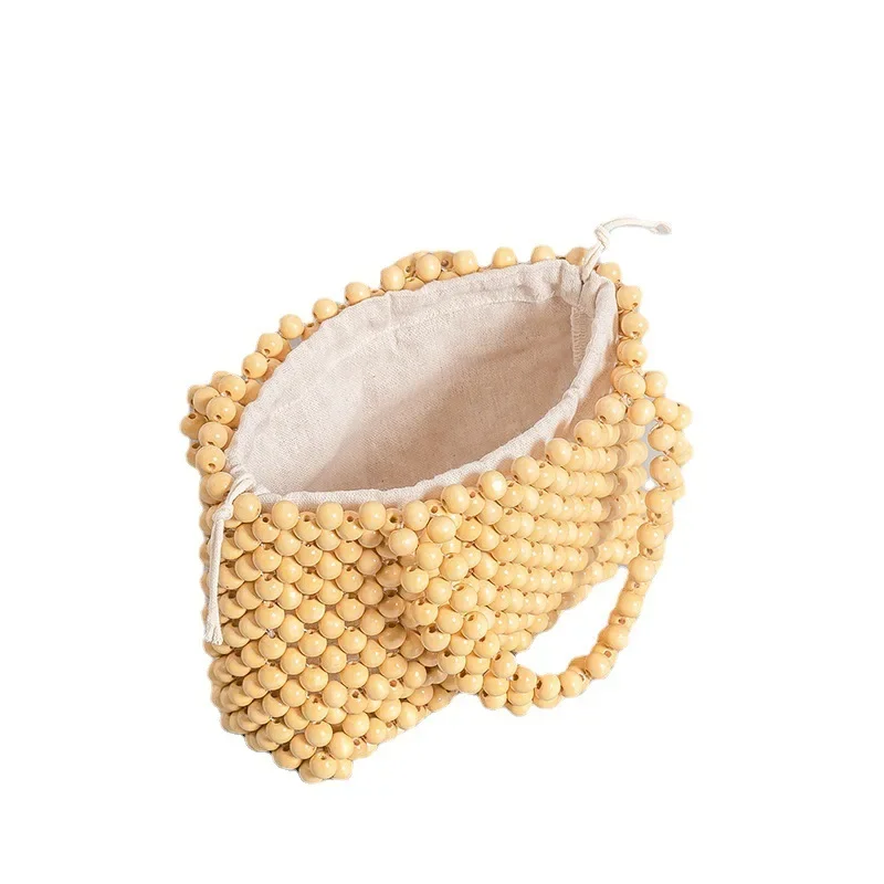 Vintage Wooden Beading Women Handbags Designer Hollow Beads Tote Bag Handmade Casual Summer Beach Bag Small Bali Purses 3 Sac