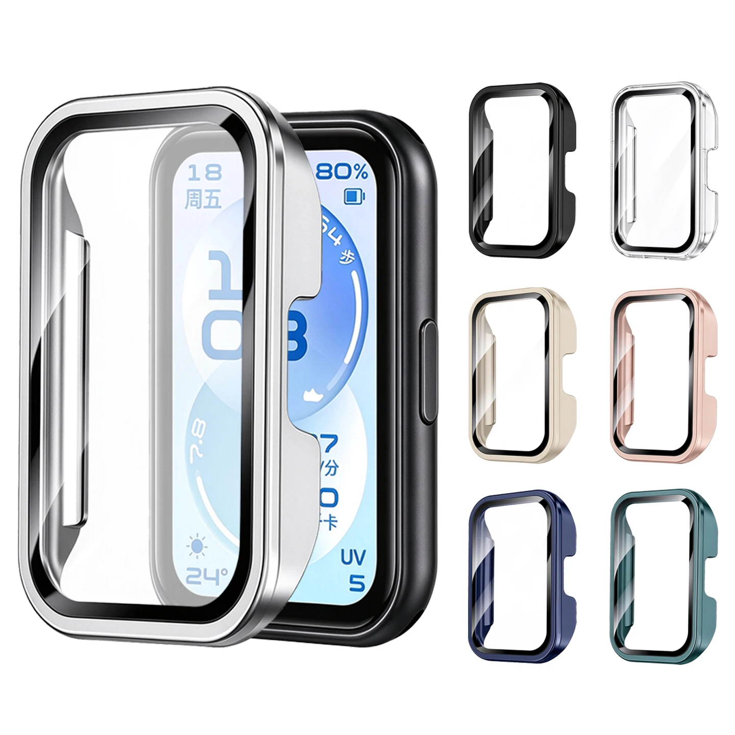 Tempered Glass+Case For Huawei Band 11 10 9 8 Screen Protector Hard  PC Bumper Frame Shell  Cover Huawei Smart Band  Accessories