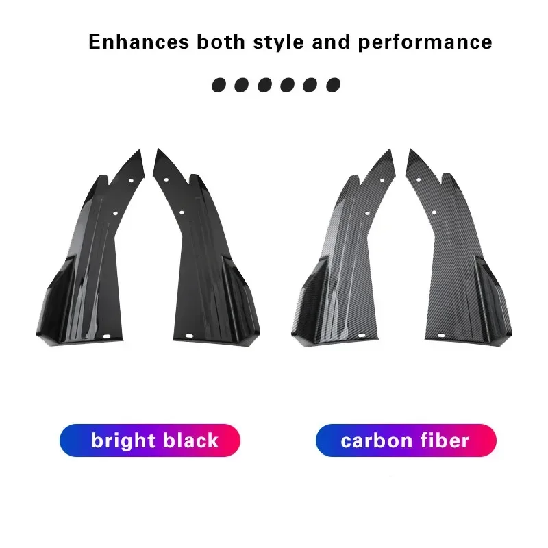 زوج شفاه المصد الخلفي للسيارة العالمي، حماية جناح مزخرفة من ألياف الكربون، ناشر مضاد للصدمات، تنورة جانبية، مغلف Ang #3