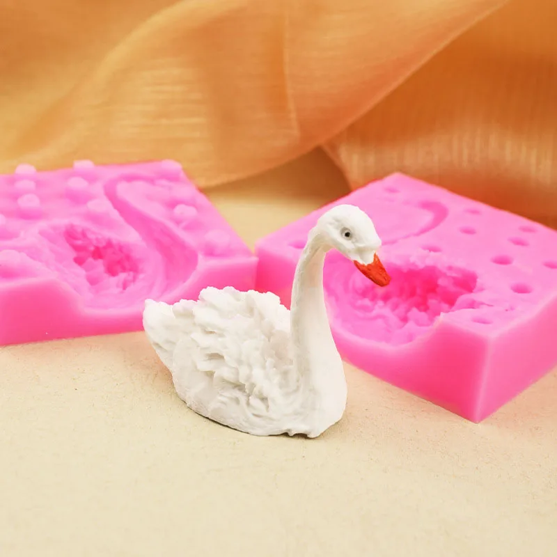 Swan Fondant Mold For Cake Decoration 3D Animal Silicone Baking Tools Cupcake Topper Chocolate Candy Pop Gum Paste Clay Mould