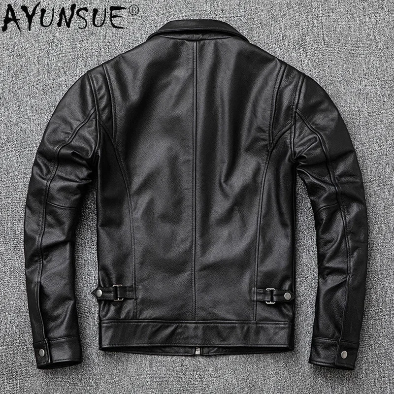 AYUNSUE Real Cowhide Leather Jacket Men Clothing 5XL Men's Jackets Motorcycle Coat Male Autumn Cloth Ropa De Hombre 2020 LXR385