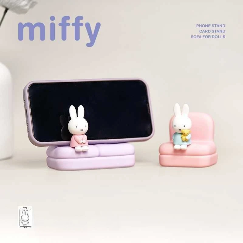 Anime Miffy Sofa Series Phone Holder Stable Desktop Stand Mobile Cradle Collectible Ornament Surprise Charm Tabletop DisplayGift