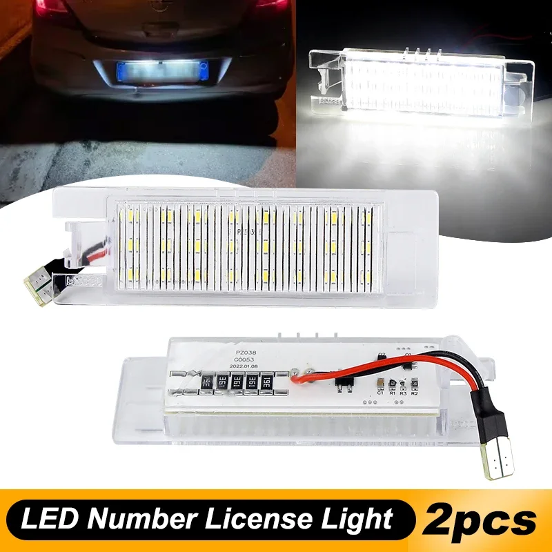 

2PCS for Opel Astra H J K Corsa Zafira Insignia Vectra Meriva Adam or Vauxhall Error Free LED License Number Plate Light Lamps