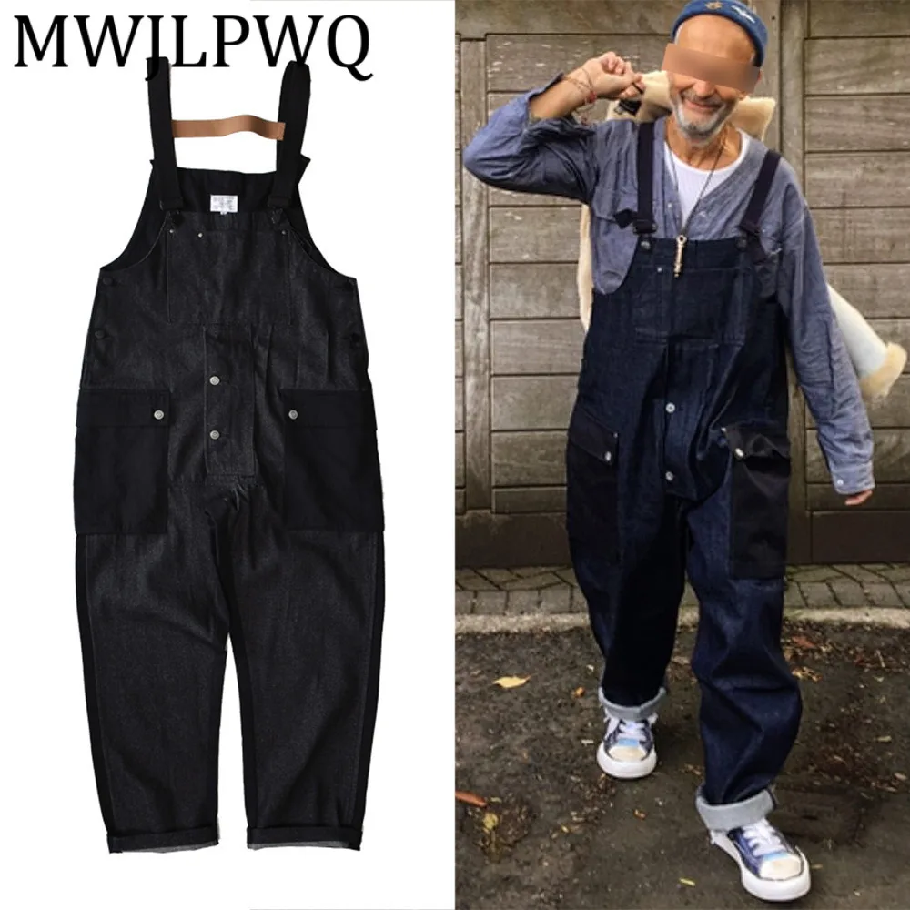 

MWJLPWQ цветные лоскутные брюки-карго на подтяжках, мужские повседневные джинсовые брюки в американском стиле с несколькими карманами, осень 2021, 12111