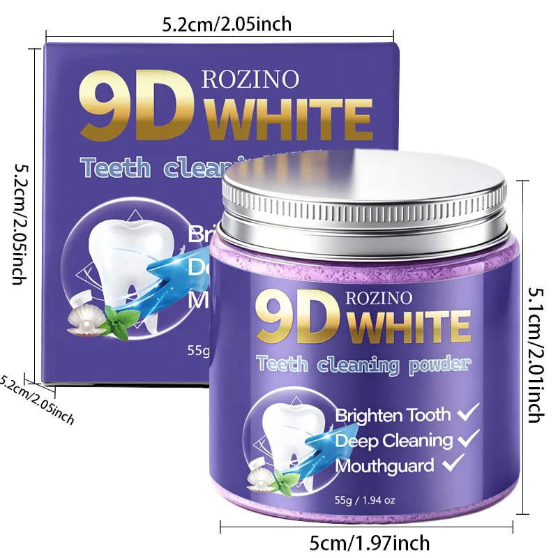 9D White Purple Teeth Cleaning Powder 55g V34 Color Corrector Remove Coffee Tea Smoke Stains Instant Brightening Oral Care Tooth