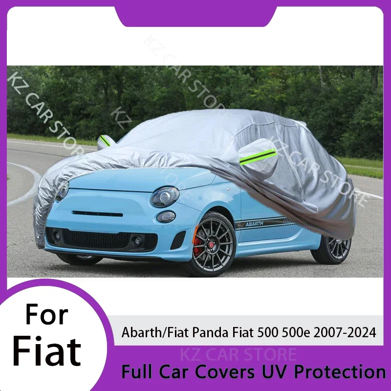 小型車用フルカバー-abarthfiat-panda-fiat-500-500e-2007-2024対応、氷雪・埃・日光・紫外線対策カバー、軽量タフタ素材