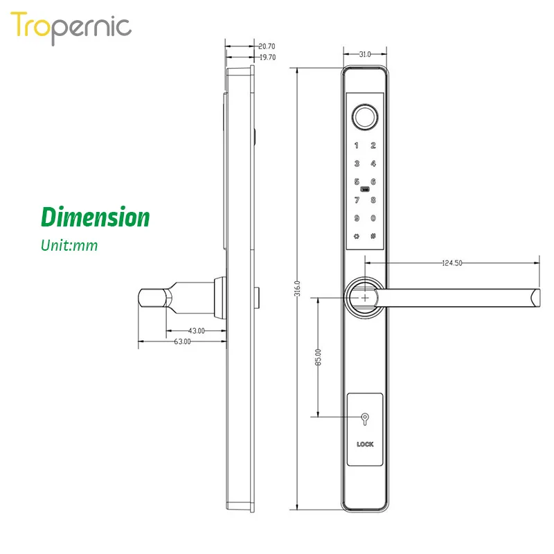 European Standard Super Slim Home Apartment Office Smart Fingerprint Digital Aluminum Sliding Door Lock