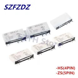 산업용 초소형 전원 릴레이, 오리지널 HF41F-5-ZS HF41F-12-ZS HF41F-24-ZS, HF41F, 5V, 12V, 24V-HS, 4PIN, 5PIN, 6A, 5 개, 신제품