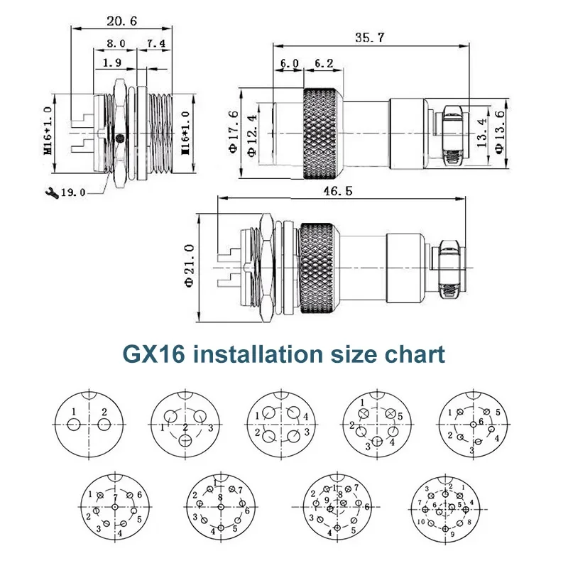 GX16 Waterproof Connector with Dust Cover Hex Nut 2Pin 3Pin 4Pin Even Joint Aviation Plug Socket GX16 Pin Servo Motor Plug IP65