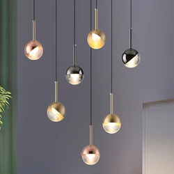 Golden Crystal Ball LED Pendant Light Loft Aisle Hallway Luxury Hanging Lamp Bar Restaurant Indoor Decor Chandelier Lustre Lamp