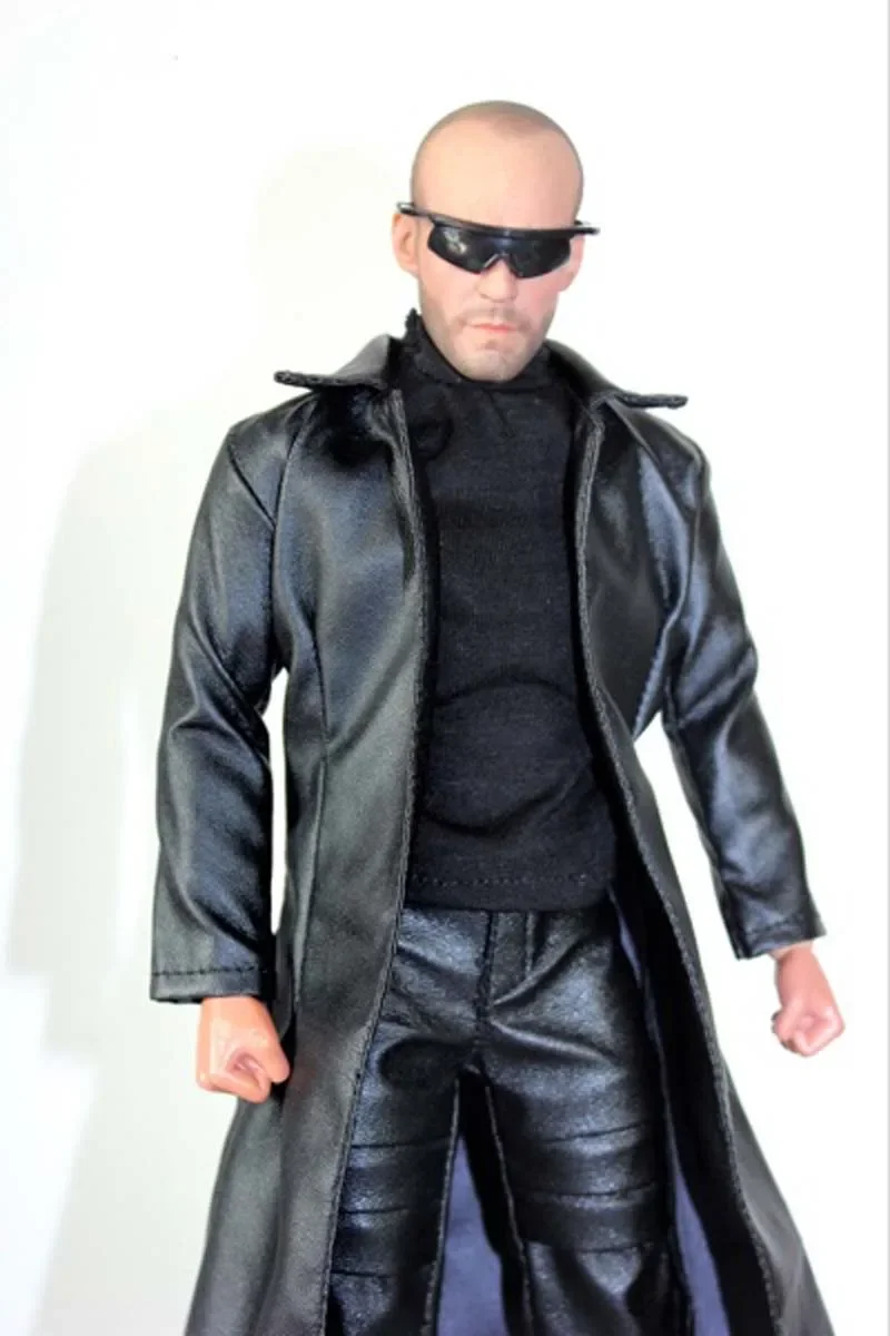 1:6 Scale Male Soldier Black Leather Coat with Pants Shoes for 12inch Action Figures Without Head Sculpt Body m5