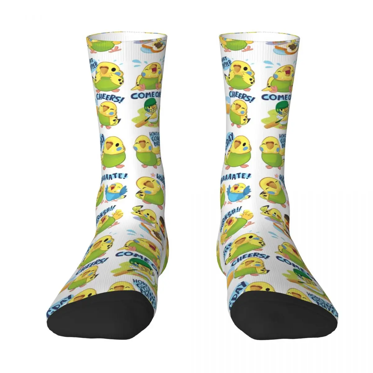 Too Many Birds Cartoon Cockatoo Stockings Custom Kawaii Socks Autumn Anti-Slip Socks Adults Men Running Sports High Quality Sock