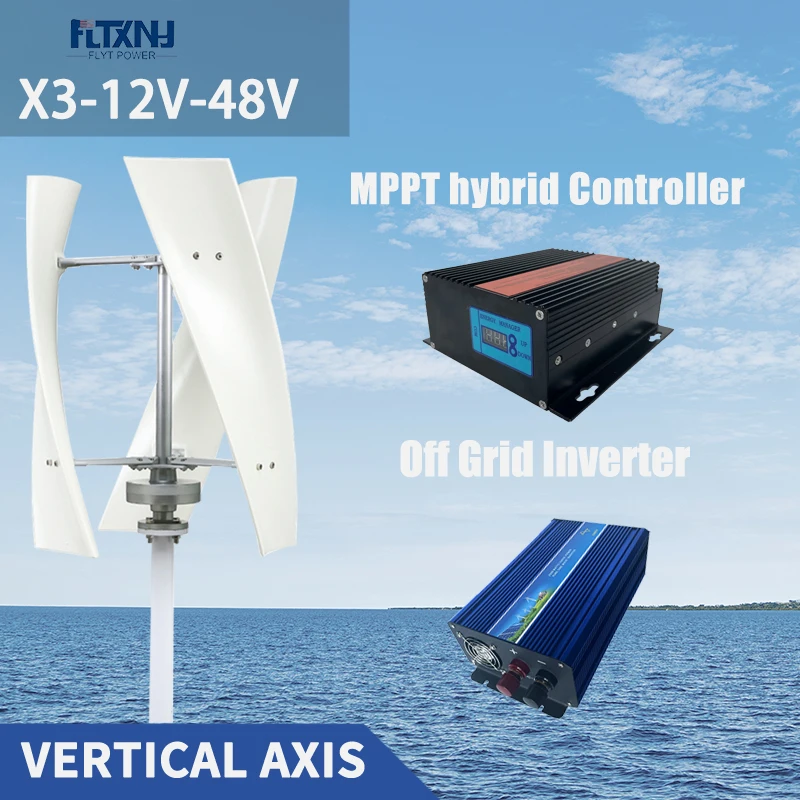 2000W Real Efficiency Free Energy Windmill  24v Vertical Axis Permanent Maglev Wind Turbine With MPPT Hybrid Controller