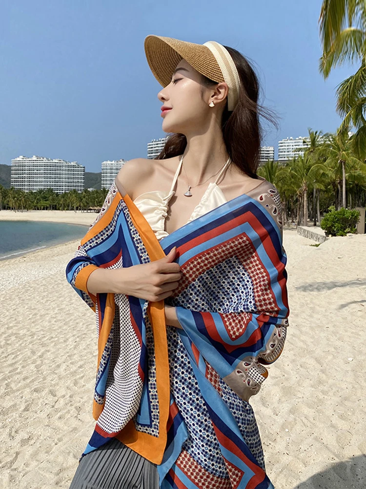 

Fashion Summer Women Lady Thin Print Beach Big Silk Scarf Shawl Female Long Scarve Wrap Sunscreen Bandana Hijab Bohemian Bufanda