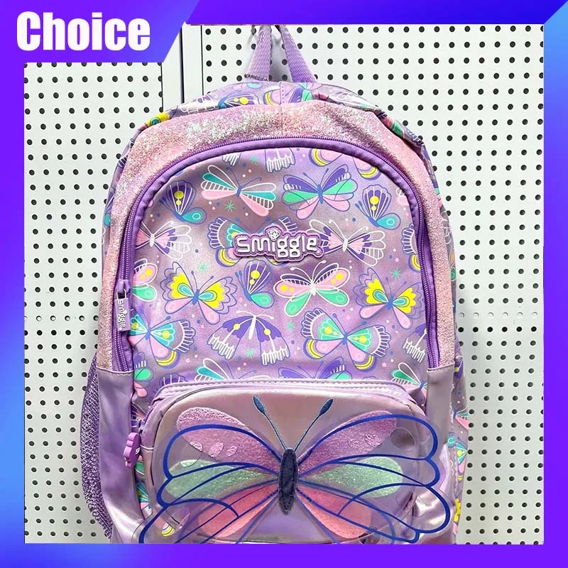 

Smiggle Butterfly Kids Backpack Cute Children Student School Bag Cartoon Kawaii Lunch Box Large-Capacity Backpack Outdoor Gift