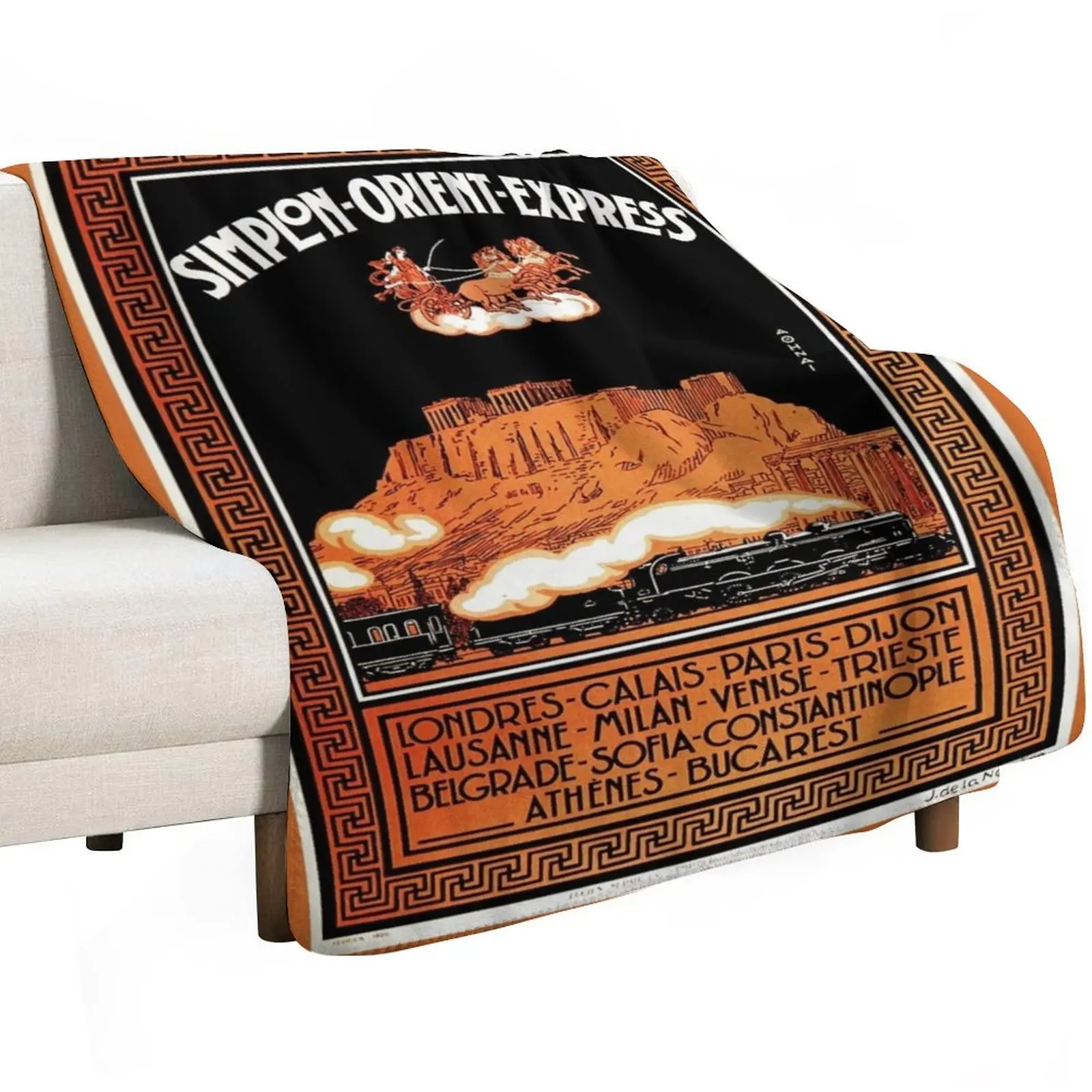 Art Deco Orient Express advertising Athens travel ad Throw Blanket cosplay anime Kid'S Beautifuls sofa bed anime Blankets