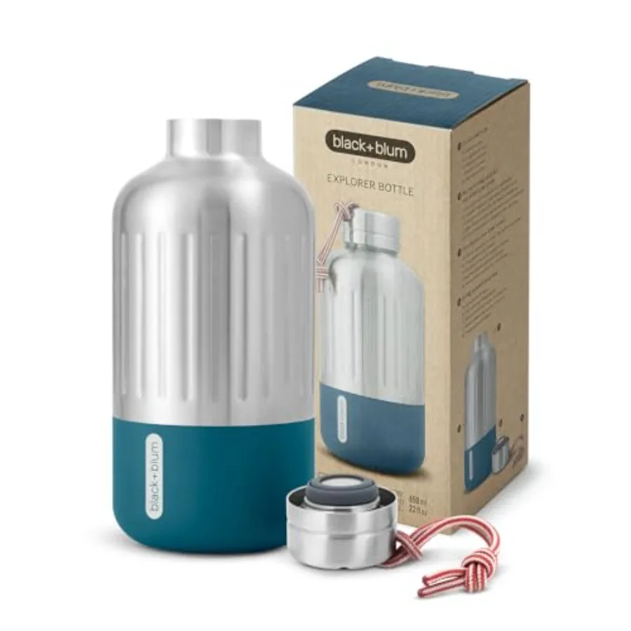 

Stainless Steel Explorer Insulated Water Bottle Leak Proof, Vacuum Hydro Flask Hot or Cold Drinks Tumbler Ocean, 21 oz/ 650 ml