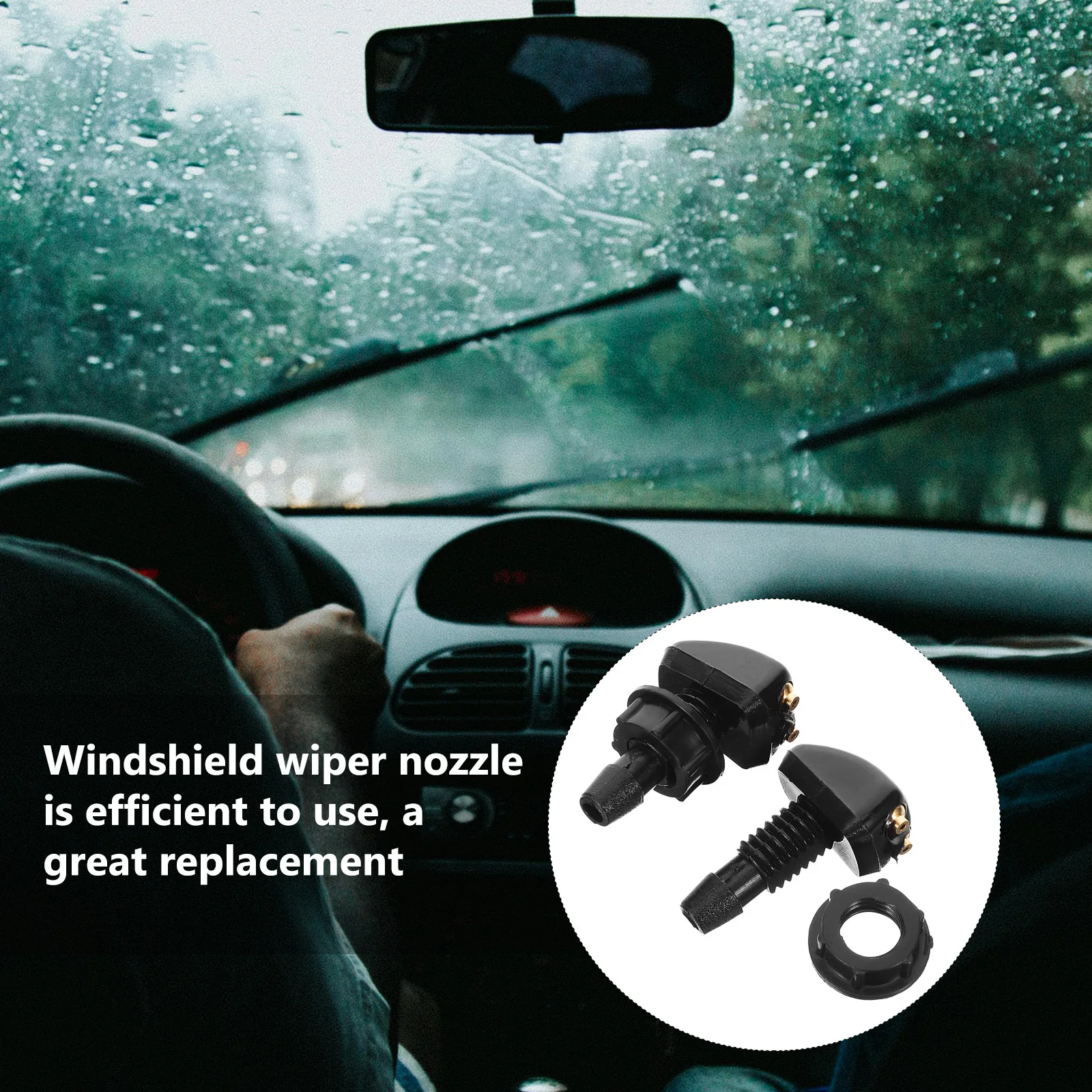 

2pcs Front Windshield Washer Nozzles Replacement Sturdy Nylon Spray For Car Windshield Cleaner Durable All-Weather Auto Washer