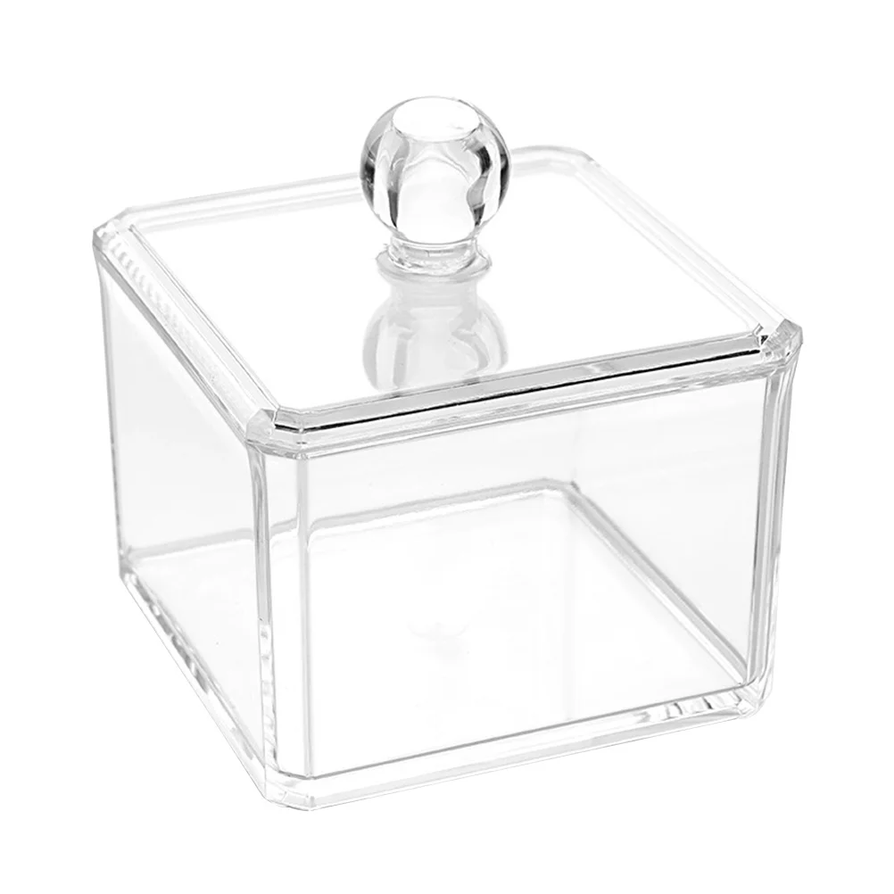 

2Pcs Transparent Acrylic Cotton Ball Holder Stackable Organizer for Vanity Storage Cosmetics School Supplies Clutter Free
