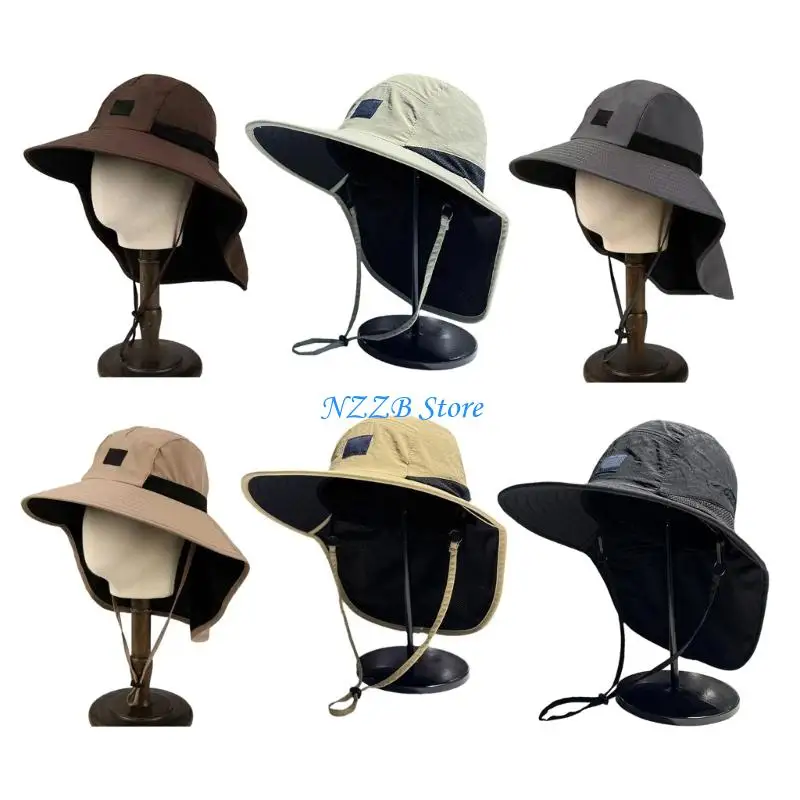 

T21F Breathable Sun Hat Polyester Mask Neck Flap Cover For Fishing Hiking Gardening