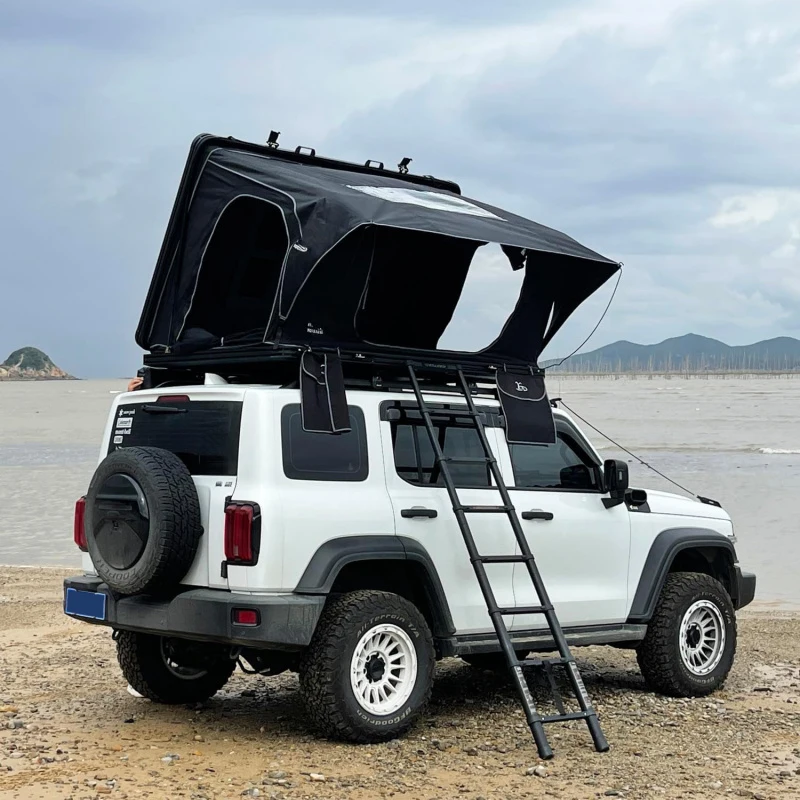 Aluminum alloy fully automatic triangular side-flip roof tent, quick-open camping tent, essential car tent self-driving trip