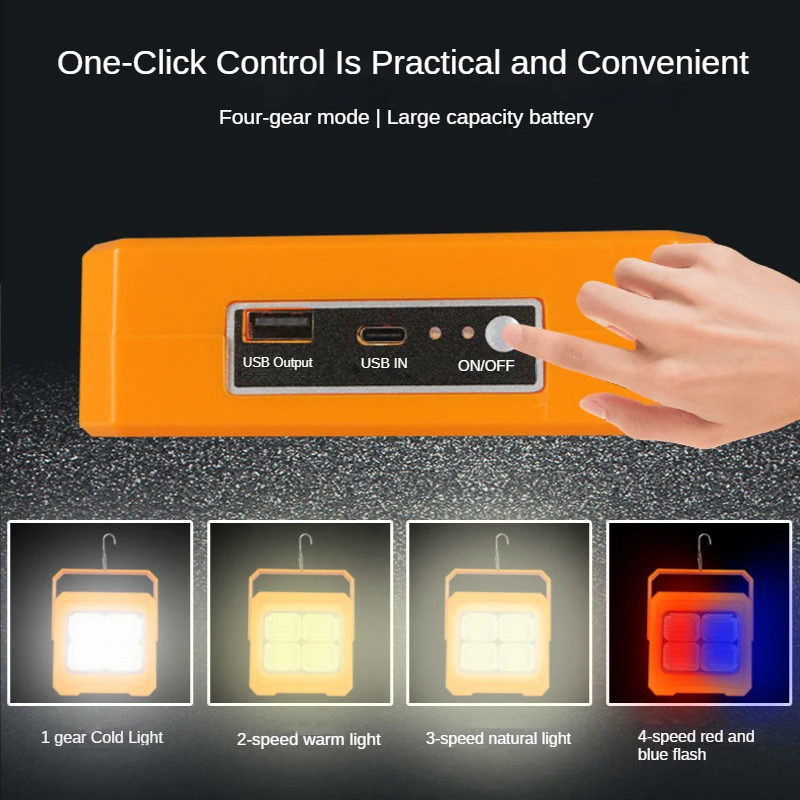 Imagem -05 - Usb Portátil Recarregável Lâmpada de Trabalho Solar Led Tent Light Lanterna Mercado Noturno de Emergência Lâmpada de Acampamento ao ar Livre 6000mah