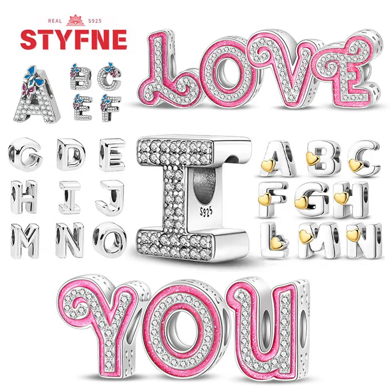 Sterling Silver 925 Letter Alphabet A-Z Charm Beads For Original Charms Bracelet Beads for Women fine Jewelry Making Diy gifts