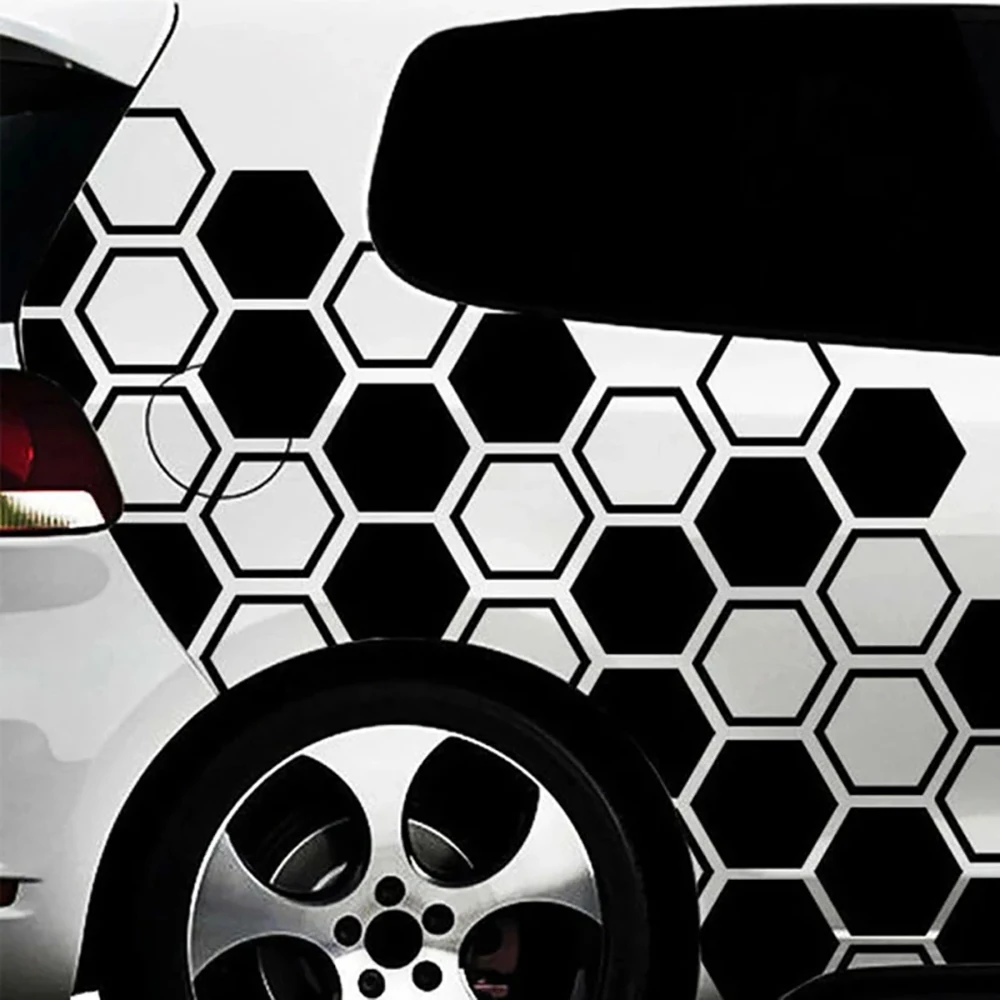 Car Graphics Sticker Creative Honeycomb Style Cars Side Sticker Auto Decor Tuning Waterproof Modification Honeycomb DIY Stickers