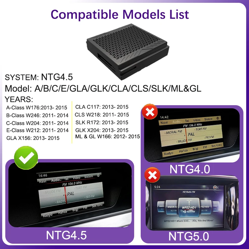 AUTOTOP Wireless Carplay Geeignet Für Mercedes Benz A B C E CLA GLA GLK ML Sprinter NTG4.5 Becker Modul Android Auto Navigation – Detail 2