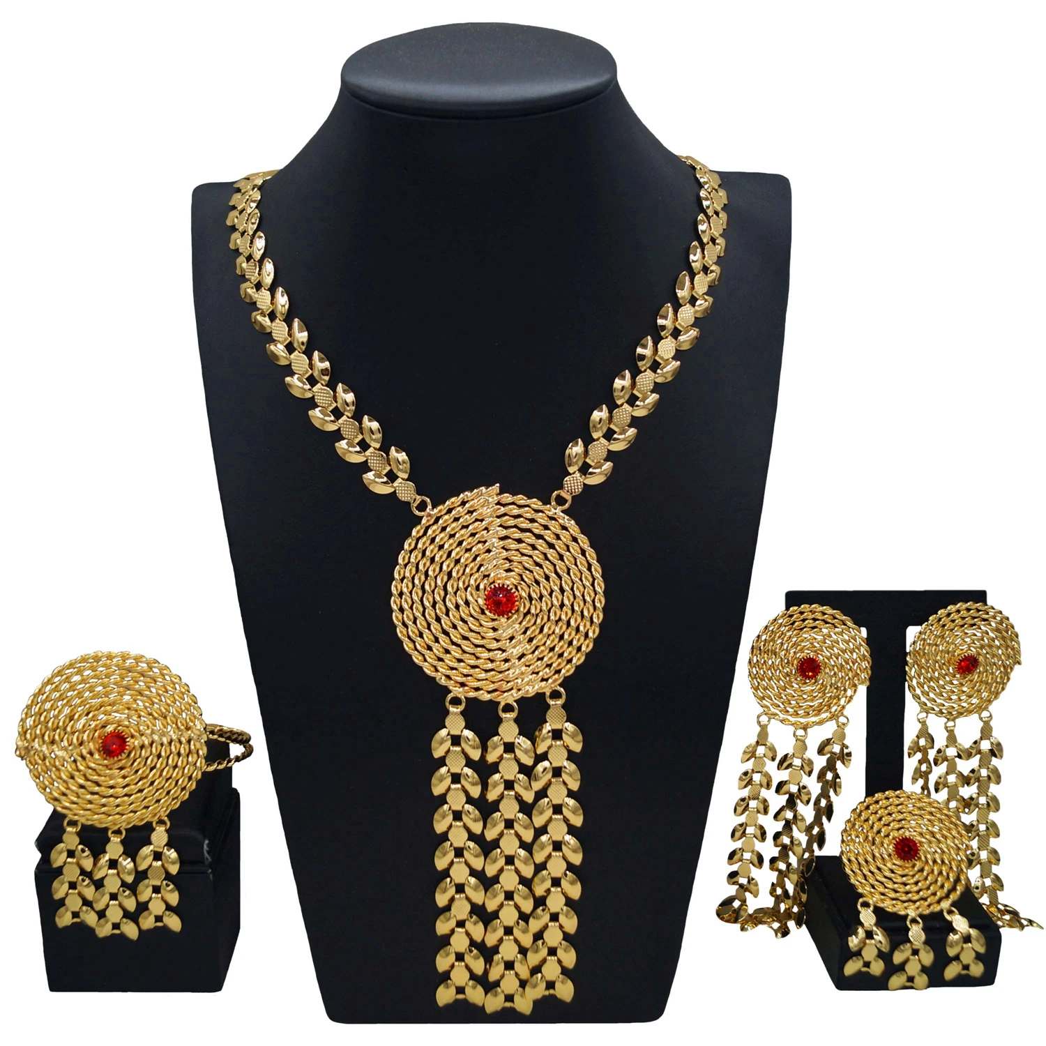 Yulaili classic hot selling women's luxury jewelry set diamond gold-plated Nigerian wedding jewelry bridesmaid accompaniment