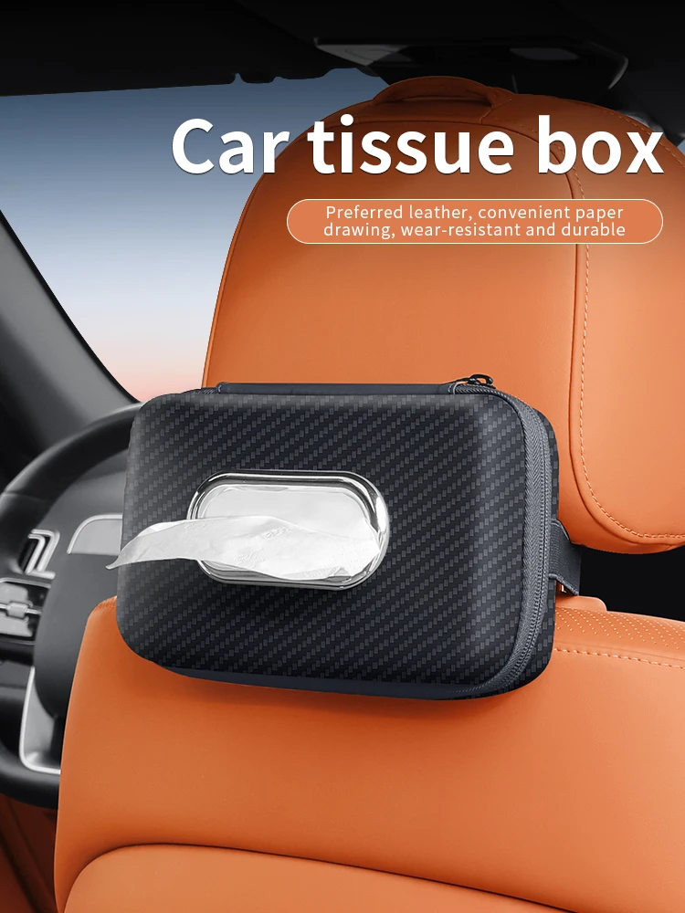 Car mounted tissue box drawer box creative car armrest box backrest hanging multifunctional sun visor four-color tissue bag