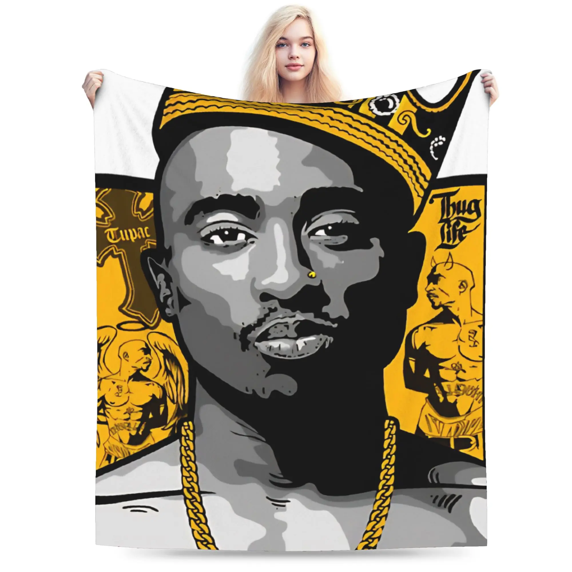 Rapper Tupacs Plush Blanket Girls Boys  Flannel Throw Blanket For Living Room Warm Soft Customized Quality Bedspread Gift