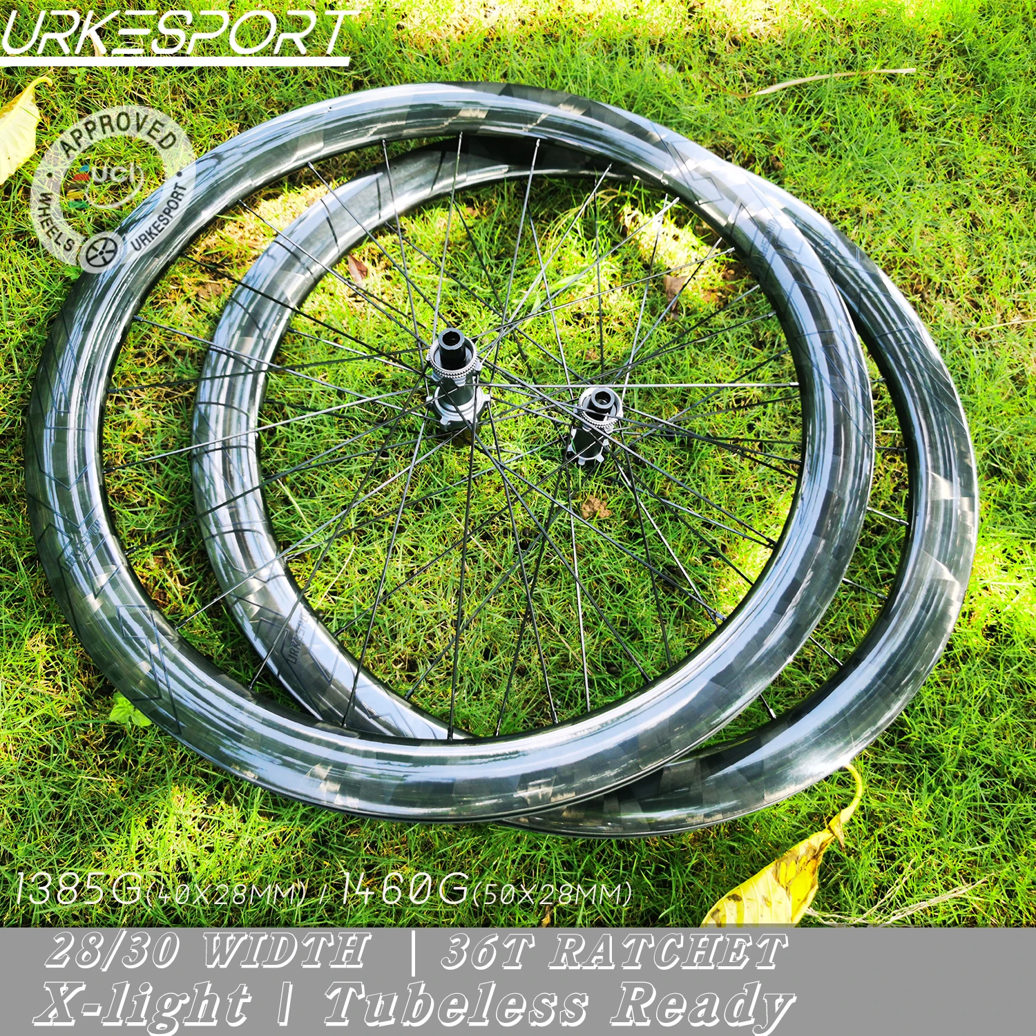 X-Light 28 / 30 Breite 700c Rennrad Carbon Laufradsatz Scheibenbremse Urke210 Ratchet 36T Tubeless Ready UCI App Fahrrad Shim / XDR Räder